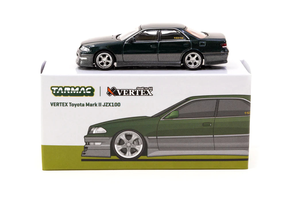 Tarmac Works 1/64 VERTEX Toyota Mark II JZX100 Dark Green Metallic