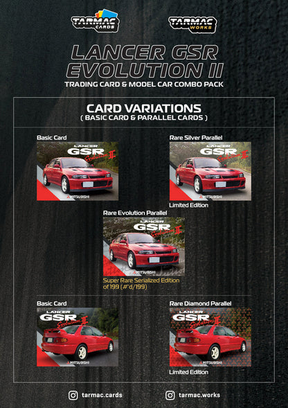 Tarmac Works 1/64 Mitsubishi Lancer GSR Evolution II Red with Tarmac Cards - GLOBAL64