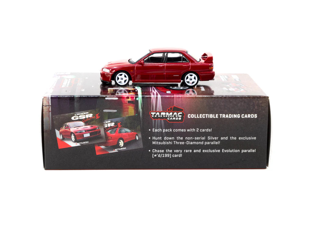 Tarmac Works 1/64 Mitsubishi Lancer GSR Evolution II Red with Tarmac Cards - GLOBAL64