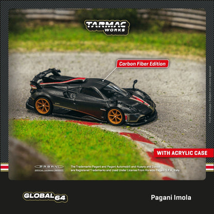 Tarmac Works 1/64 Pagani Imola Matt Black Carbon Fiber - GLOBAL64