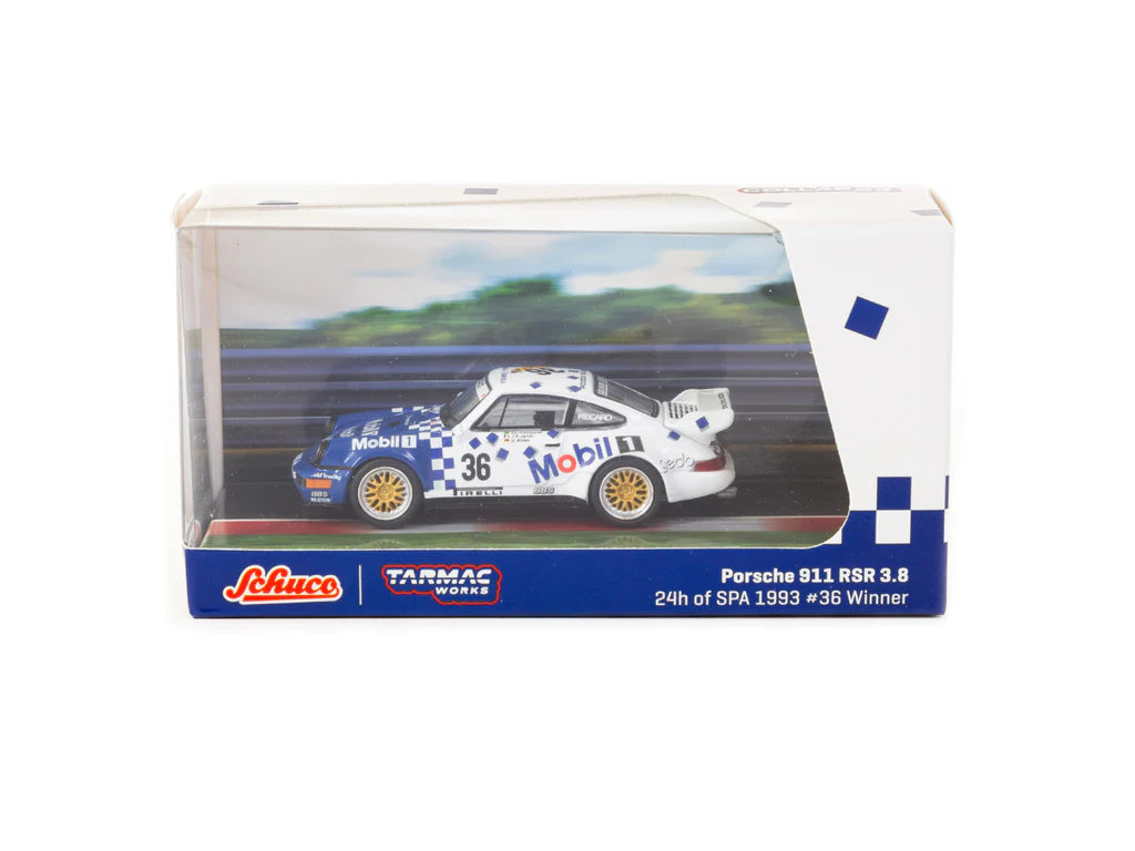 Schuco X Tarmac Works 1/64 Porsche 911 RSR 3.8 24h of SPA 1993 #36 Winner - COLLAB64