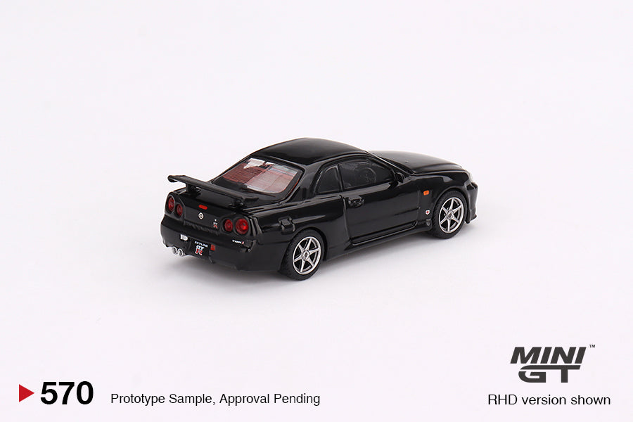 Mini GT 1/64 Nissan Skyline GT-R (R34) V-Spec Black Pearl RHD